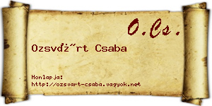 Ozsvárt Csaba névjegykártya
